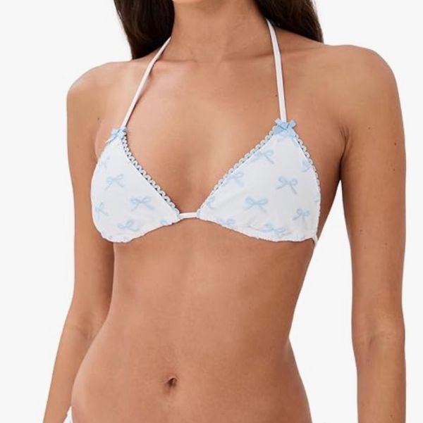 Solid & Striped Iris Embroidered Bikini Top Blue Bows