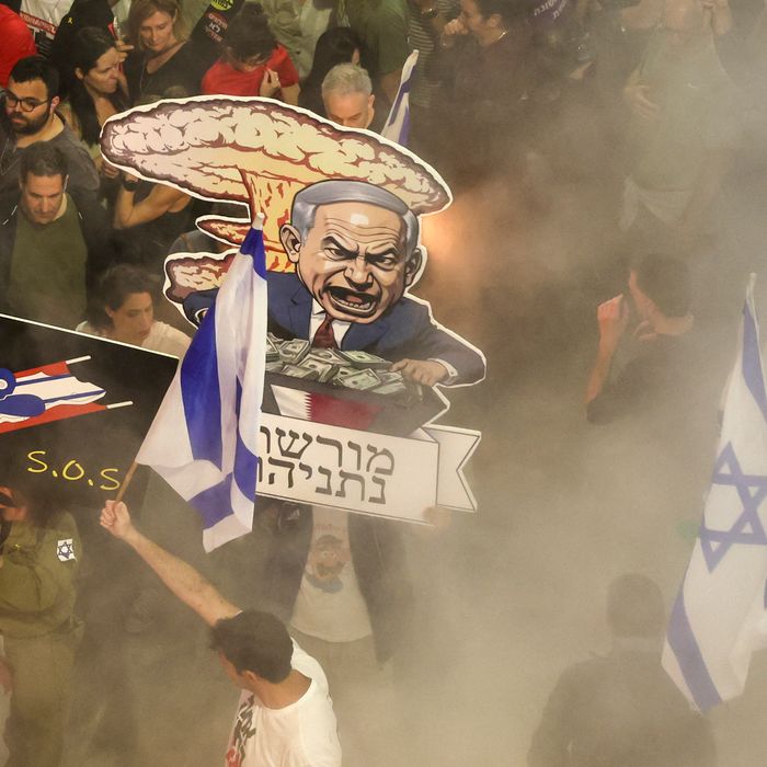 Protesters demonstrate against the government of Benjamin Netanyahu on Saturday in Israel.