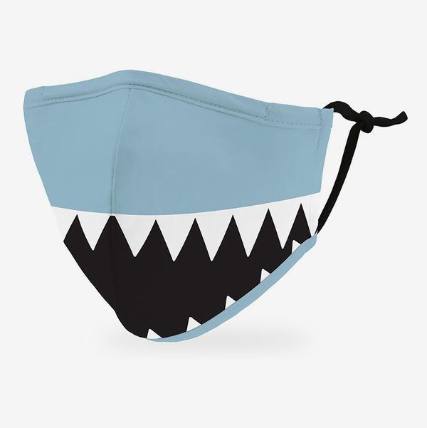 Kid's Reusable, Washable Cloth Face Mask With Filter Pocket - Shark Tooth