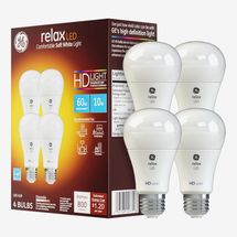 GE Relax LED Light Bulbs, 40 Watt, Soft White, A19, 4 Count