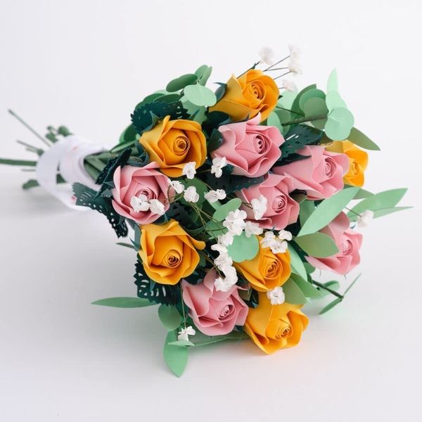 Lovepop Handcrafted Paper Flowers: Pink and Yellow Roses