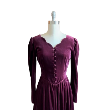 Laura Ashley Vintage Burgundy Velvet Holiday Dress