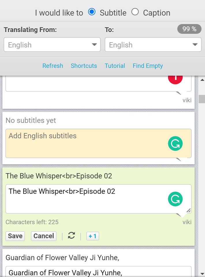 Viki subtitle editor