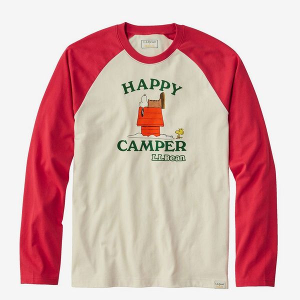 LLBean x Peanuts Raglan Happy Camper - Camiseta de manga larga para hombre