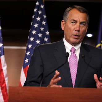 WASHINGTON, DC - NOVEMBER 30: U.S. Speaker of the House Rep. John Boehner (R-OH) speaks during a news conference November 30, 2012 on Capitol Hill in Washington, DC. Speaker Boehner held a news conference to respond to U.S. President Barack Obama on the fiscal cliff issue saying 