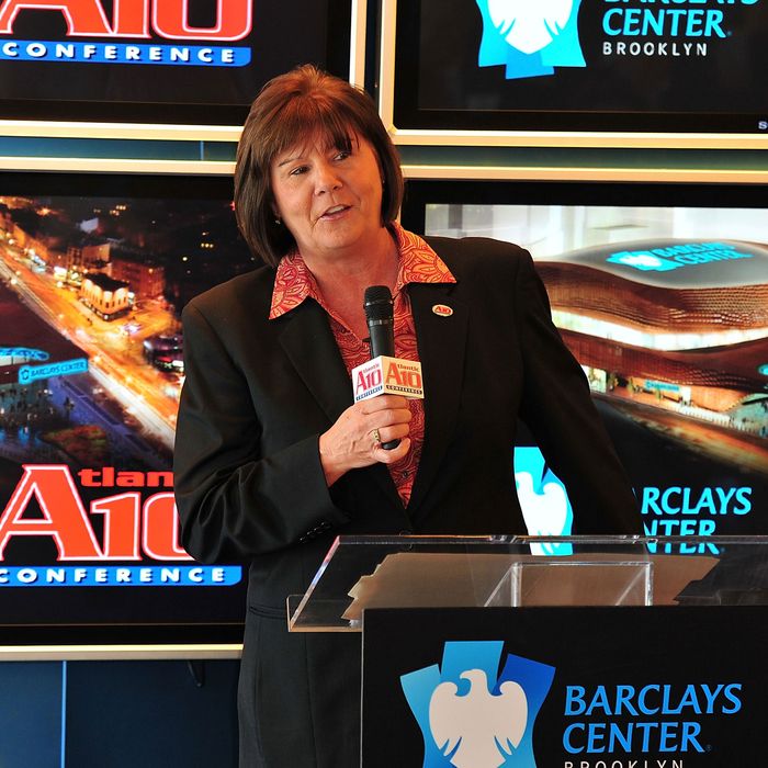 Atlantic 10 Conference Commissioner Bernadette McGlade attends the Barclays Center Atlantic 10 Men's Basketball press conference at the Barclays Center Showroom on September 28, 2011 in New York City.