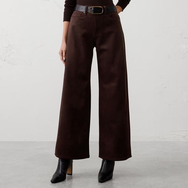 Banana Republic Factory Vegan Suede Wide-Leg High-Rise Pant