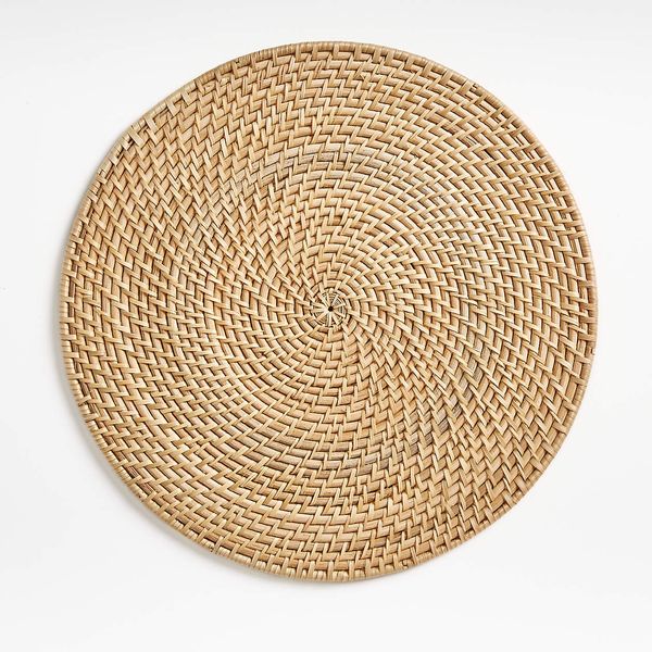 Crate & Barrel Artesia Round Natural Woven Rattan Place Mat