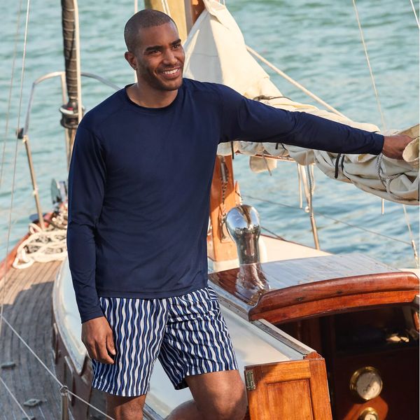 Lands’ End Men’s SunShade UPF 50 Long Sleeve Swim Tee Rash Guard