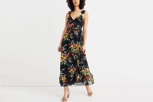 Madewell Ruffle-Strap Wrap Dress in Orchid Bouquet