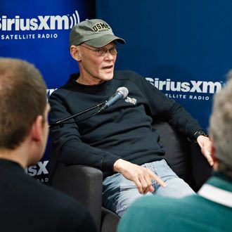 Democratic strategist/ author James Carville is interviewed with co-author Mary Matalin during a broadcast of 'Smerconish Book Club' on SiriusXM's POTUS Channel at SiriusXM Studios on January 10, 2014 in New York City. 