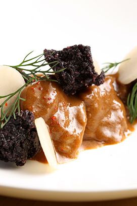Veal Cheek, Forbidden Rice, Daikon, Dill