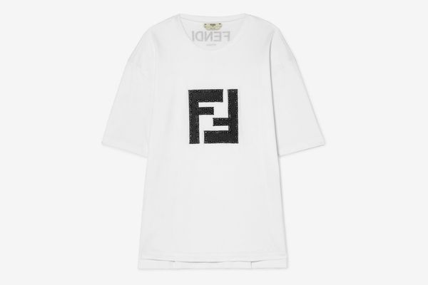 Fendi Embellished lamé and stretch-cotton jersey T-shirt