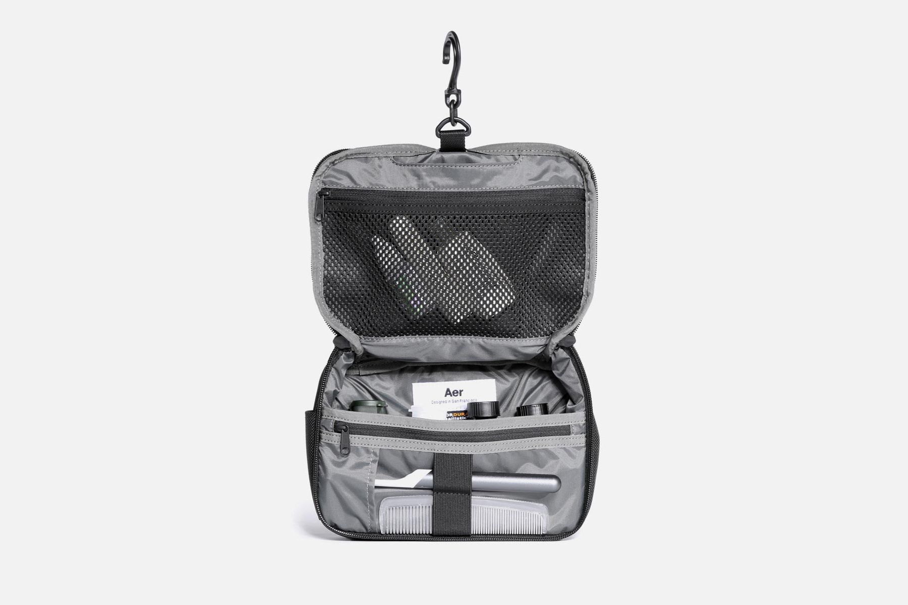 Toiletry Bag for Men Dark Gray-Canvas Water-resistant Mens Dopp Kit Travel Shaving Kit Bag for Shower 