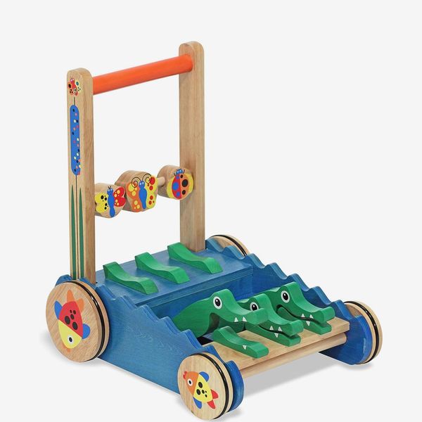 Melissa & Doug Deluxe Chomp and Clack Alligator Wooden Push Toy and Activity Walker