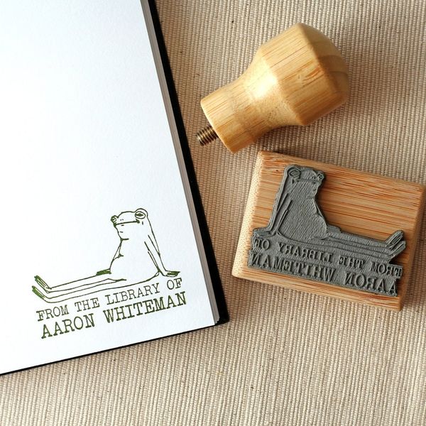 EveryStamp Custom Ex Libris Sitting Frog Book Stamp