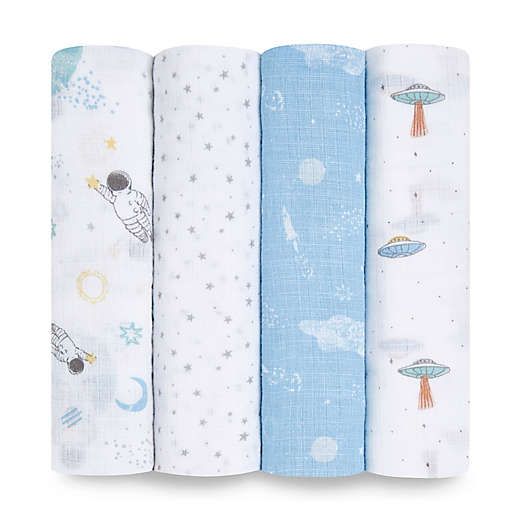aden + anais essentials 4-Pack Explorers Swaddle Blankets in Blue