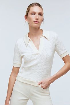 Madewell Collared Pointelle Sweater Tee