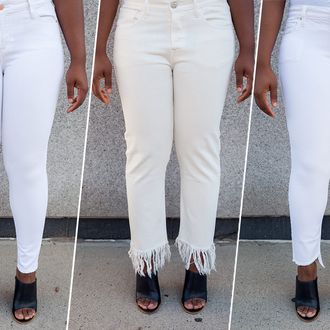 White best sale jeans fringe