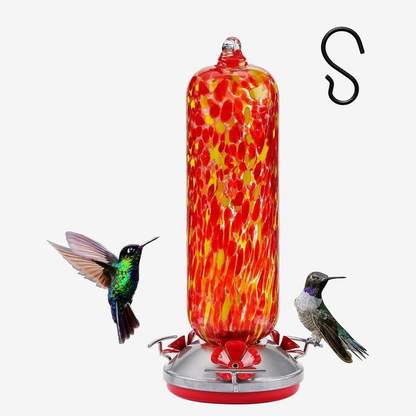 SunnyFence 28oz Glass Hanging Hummingbird Bird Feeder