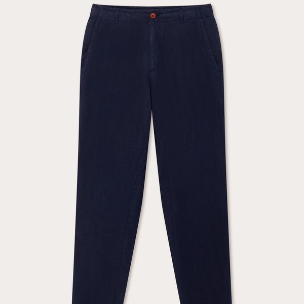 Love Brand Men's Navy-Blue Randall Linen Trousers
