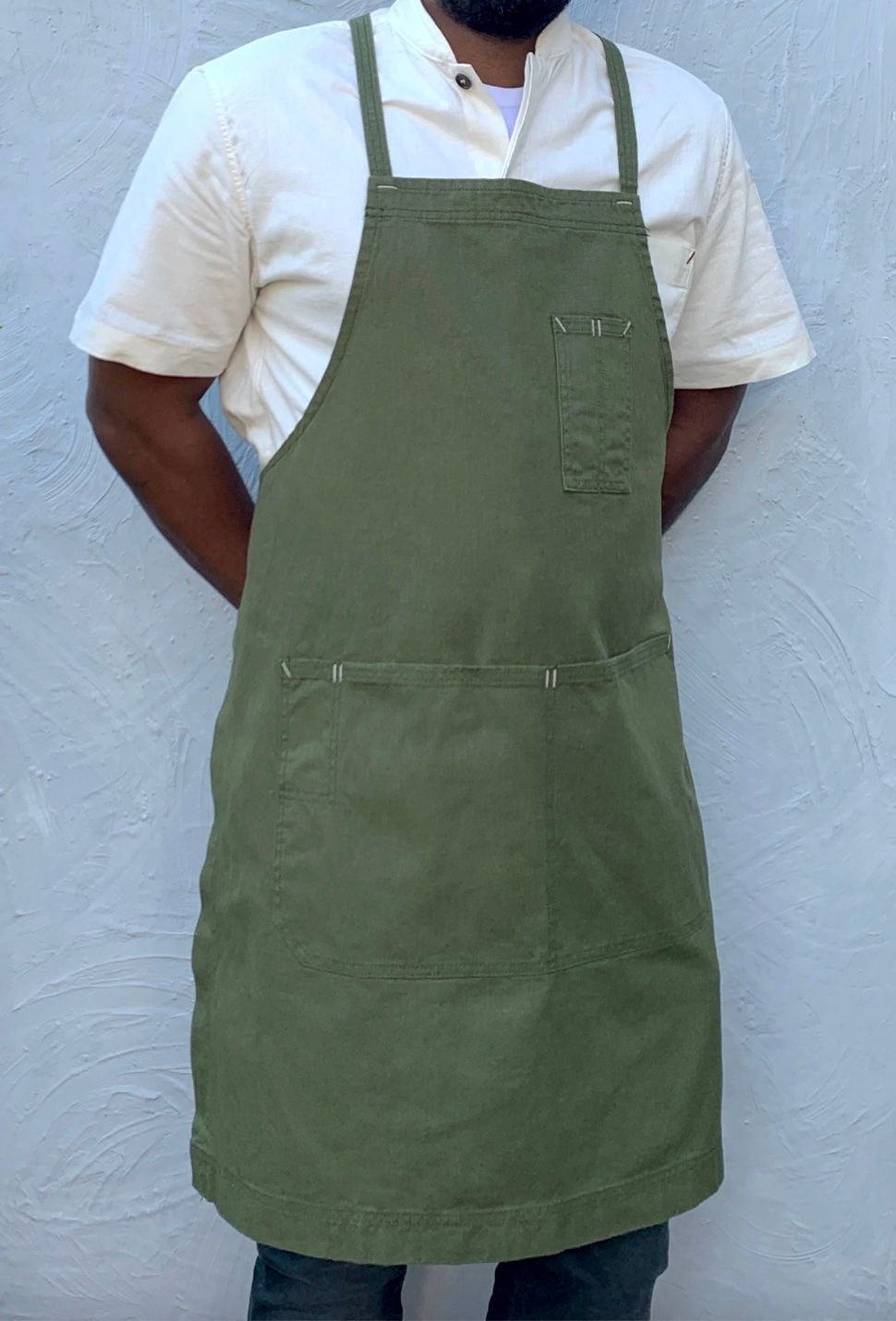 Men Women's Classic Apron with H Shoulder Strap Coffee Store Restaurant Workwear
