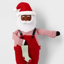 Wondershop Fabric Santa with Stocking & Overalls Christmas Tree Ornament
