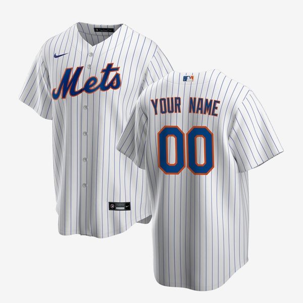 Men’s New York Mets Nike White Home Replica Custom Jersey