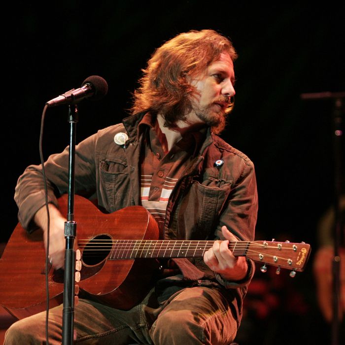 Eddie Vedder of Pearl Jam during 20th Annual Bridge School Benefit Concert - Day One at Shoreline Amphitheatre in Mountain View, California, United States.
