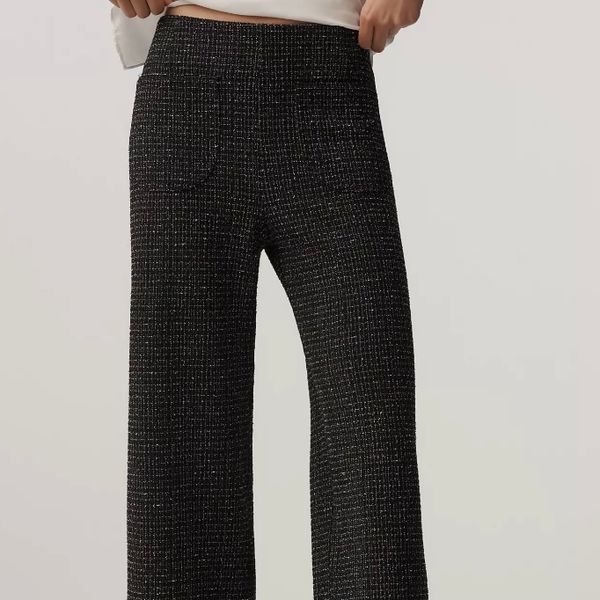 The Colette Crop Tweed Ruffle-Hem Pants by Maeve
