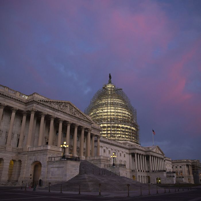 Views Of The U.S. Capitol Building As Congress Looks For Agreement On Long-Term Spending Bill