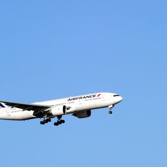 A plane of French company Air France takes off Paris Roissy airport on January 15, 2012.