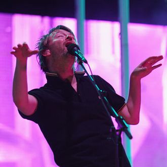 JERSEY CITY, NJ - AUGUST 09: Musician Thom Yorke of Radiohead performs onstage during the 2008 All Points West music and arts festival at Liberty State Park on August 9, 2008 in Jersey City, New Jersey. (Photo by John Shearer/WireImage)