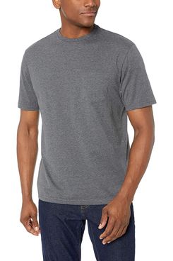 Amazon Essentials Men’s 2-Pack Regular-fit Crew Pocket T-Shirt in Charcoal Heather 