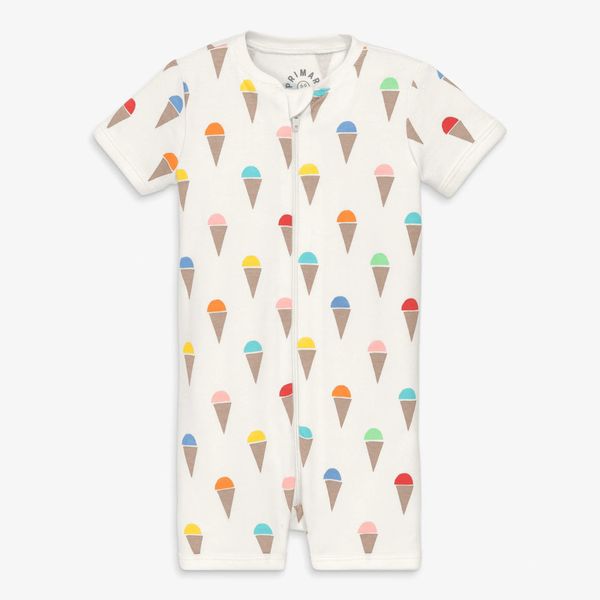 Primary Baby Organic Zip Shortie In Rainbow Scoops