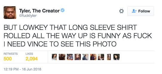Tyler, the Creator Denounces Rolled Sleeves