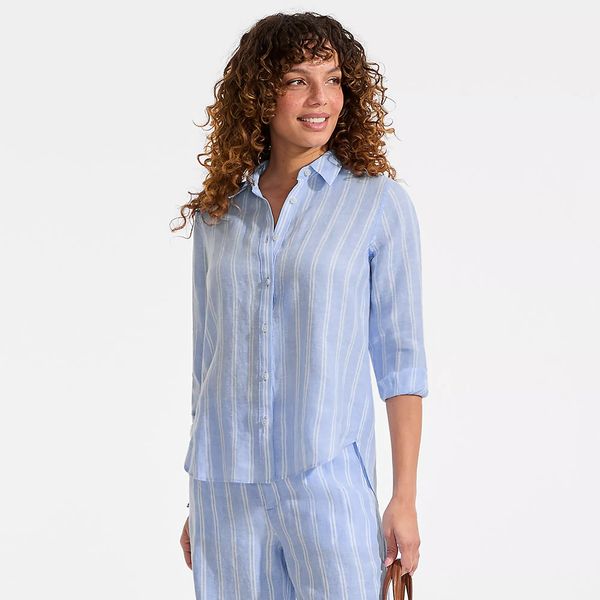 Lands’ End Women’s Linen Long Sleeve Feminine Shirt