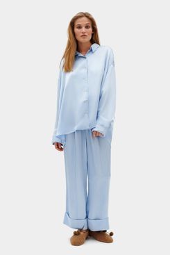 Editor's Gift Sleeper Sizeless Pajama Set with Pants in Blue