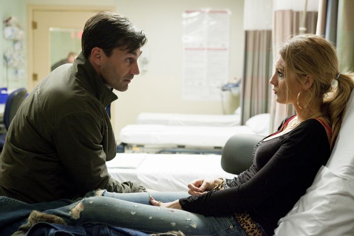 THE TOWN, from left: Jon Hamm, Blake Lively, 2010. �Warner Brothers/courtesy Everett Collection