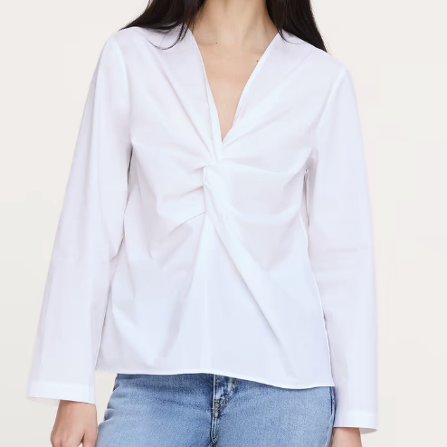 Banana Republic Cotton Poplin Twist-Front Top