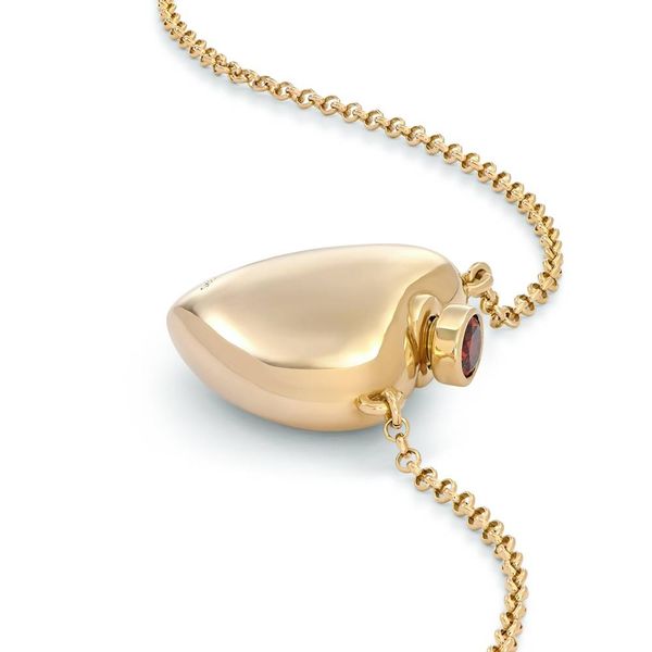 Theo Grace Love Note Puffy Heart Necklace in Gold Vermeil