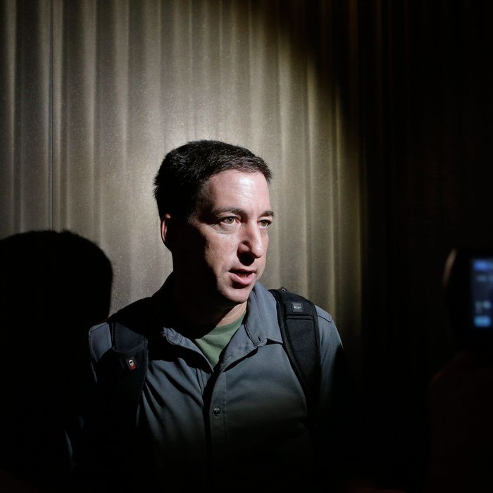 In this June 10, 2013, file photo The Guardian reporter Glenn Greenwald speaks to reporters at his hotel in Hong Kong. Greenwald first reported former NSA contractor Edward Snowden's disclosure of NSA's government surveillance programs. On Sunday's 