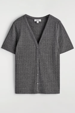 Cos Pointelle-Knit Short-Sleeved Cardigan