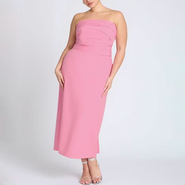Eloquii Pleated Bodice Bow Detail Dress