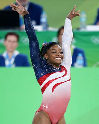 Simone Biles, triumphant.