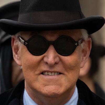 Roger Stone arrives for his sentencing at federal court in Washington, Thursday, Feb. 20, 2020.