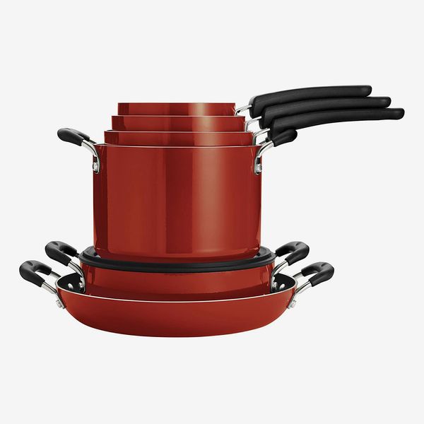 Tramontina Nesting 11 Pc Nonstick Cookware Set, Red