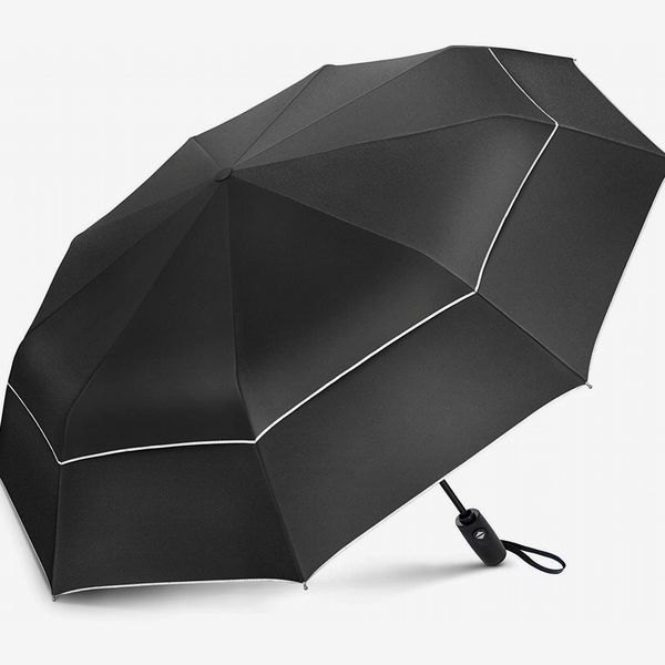NEW* Mens Deluxe Black Umbrella Strong Wind Resistant Rain Brolly 