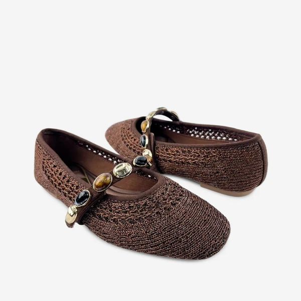 Kenneth Cole Zeta Woven Knit Stone Embellished Ballet Flat