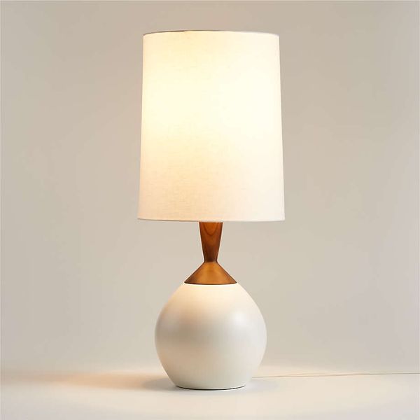 Crate & Barrel Wilson Mid-Century White Metal Table Lamp